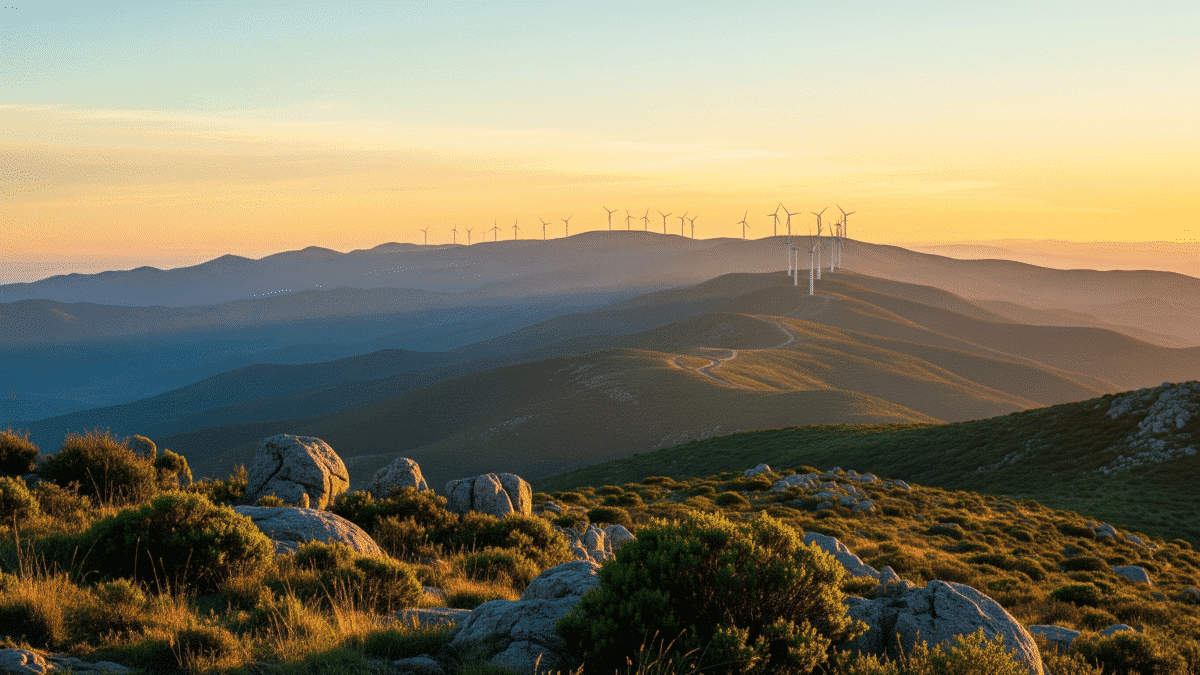 Inicio vista de las sierras con molinos al fondo mostrando el turismo sustentable
